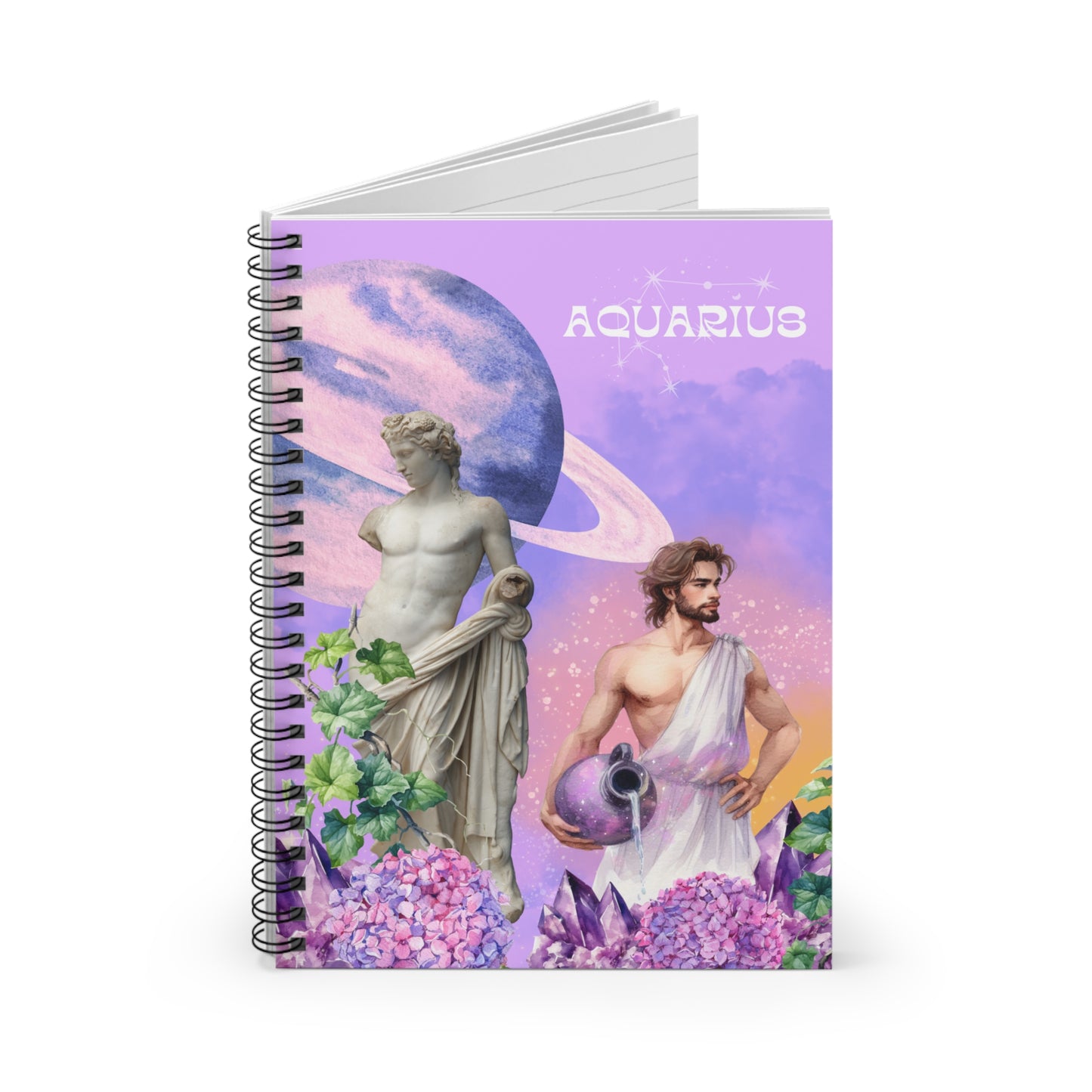 Aquarius Collage Spiral Notebook - Ruled Line